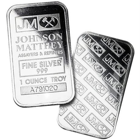 Johnson Matthey 1 Troy Ounce .999 Pure Silver Bar