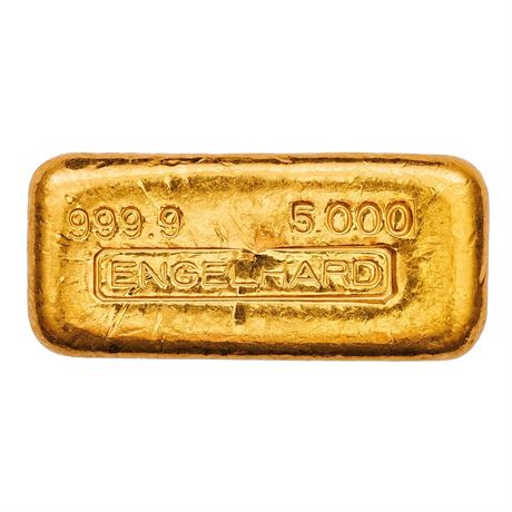 Early 5 oz Gold Engelhard Loaf Bar